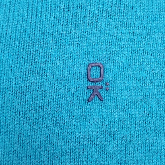 Youth Okaidi Cashmere V-neck Sweater Elbow Patches L 12 A/Y 150cm Wool Cotton - Picture 4 of 11